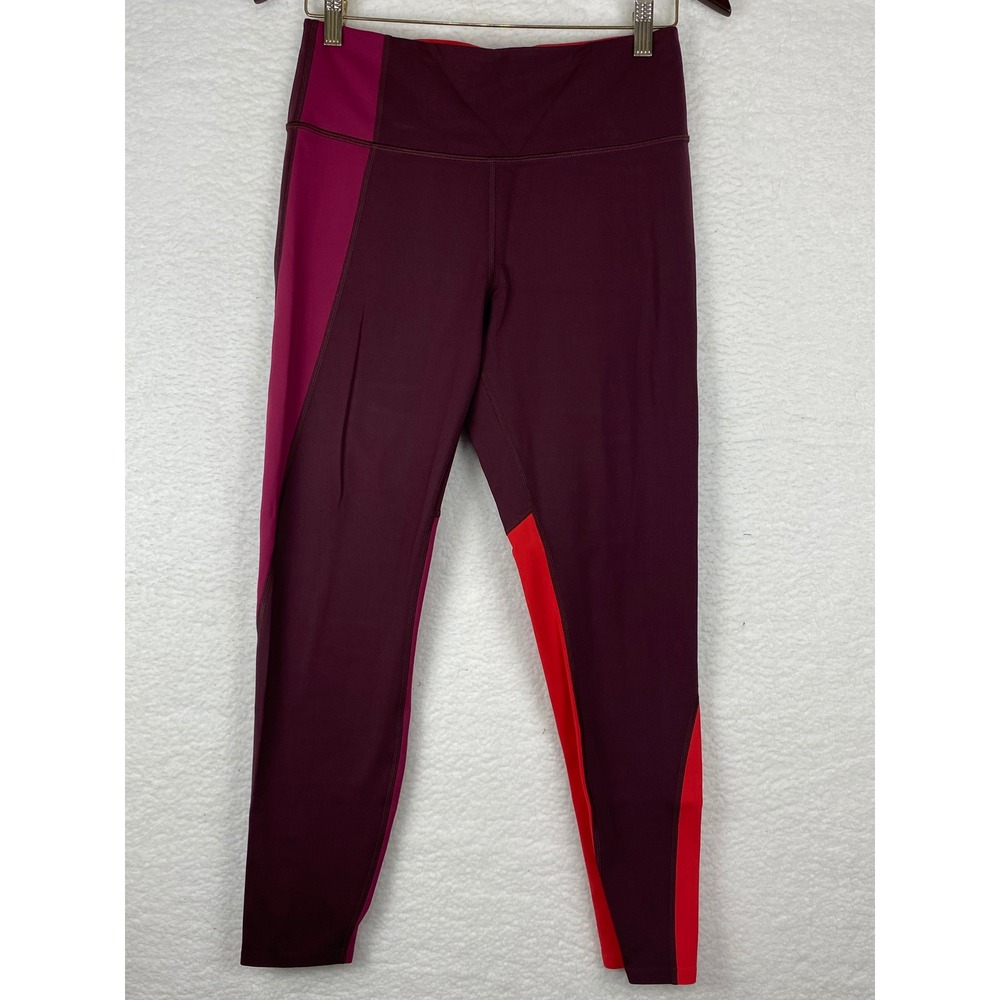 Athleta Asym Colorblock Tight Leggings Burgundy Red Medium 511178-01
